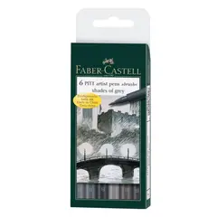 FABER-CASTELL - Set x 6 Pitt Artist Pen Brush Shade of Grey