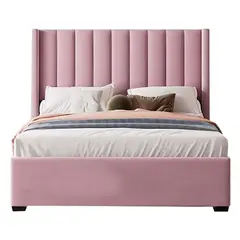 GENERICO - Cama Tapizada Listón Palo Rosa 1.5 Plz