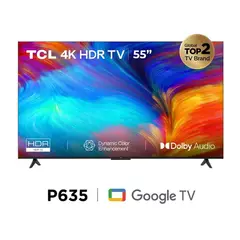 TCL - Televisor 55 Pulg. LED Smart Google TV UHD 4K 55P635