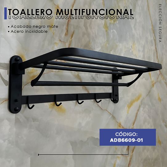 Toallero Multifunción de Acero Negro