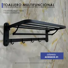 GENERICO - Toallero Multifunción de Acero Negro