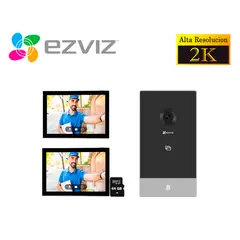 Ezviz - Kit Videoportero Inteligente Ezviz HP7 2K 3MP Exterior Eviz - 1 MONITOR SD 64GB