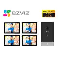 Ezviz - Kit Videoportero Inteligente Ezviz HP7 2K 3MP Exterior Eviz - 3 MONITORES
