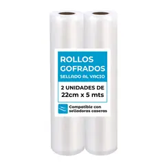 GENERICO - Pack 2 Rollos 22 Cm x 5 Mts Bolsas Sellado al vacío