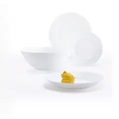 LUMINARC - Juego de vajilla 18 piezas Harena Blanco Vidrio opal