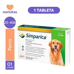 SIMPARICA - ANTIPULGAS PARA PERROS 20 A 40 KG X1 TABLETA