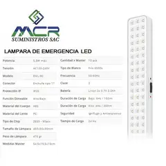 GENERICO - LUMINARIA DE EMERGENCIA LED 5.3 W LUZ BLANCO FRIO IP20