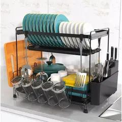 GENERICO - Moderno y elegante de 2 niveles escurridor de platos