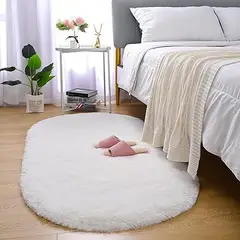 GENERICO - Alfombra ovalada felpa 1,50 x 50 cm color blanco