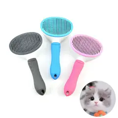 GENERICO - CEPILLO PEINE MASCOTA CON BOTON REMOVEDOR DE PELO AZUL