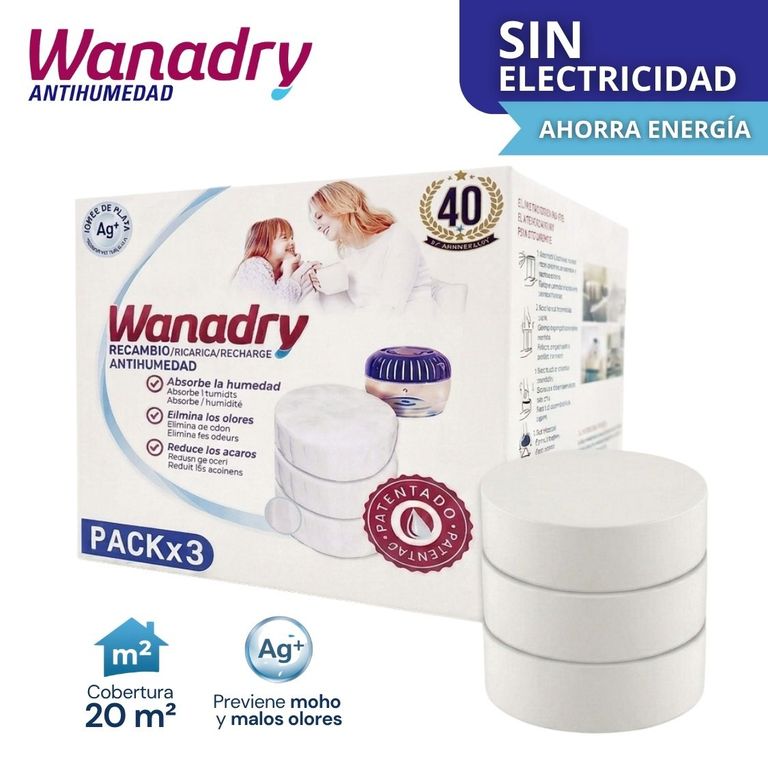 Repuesto ultra absorbente de humedad WANADRY x 3 pastillas