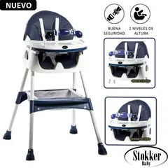 STOKKER BABY - Silla de Comer Plegable Doble bandeja LUNA Azul