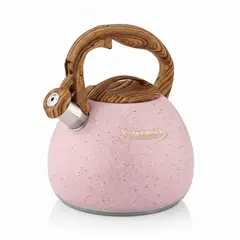 Valeska - Tetera Silbadora Acero Inoxidable Valeska Acabado Granito 5L Rosado