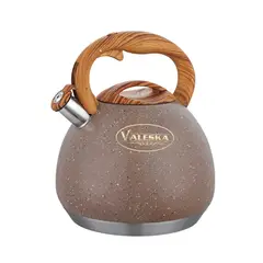 VALESKA - Tetera Silbadora Acero Inoxidable Acabado Granito 5L Marrón