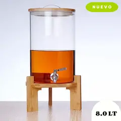 GENERICO - Dispensador de Agua 8lt de vidrio con base de madera