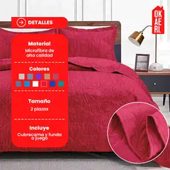 OKAERI - Cubrecama de Microfibra para 2 Plazas con Funda Incluida - Terracota - 2 plazas