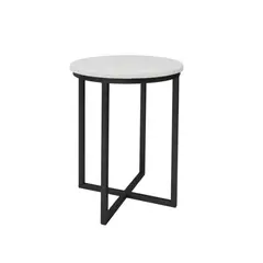 DECORATI - Mesa Lateral redonda Toronto de Mármol Blanco Negro
