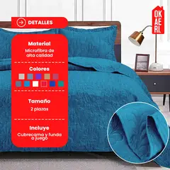 OKAERI - Cubrecama de Microfibra para 2 Plazas con Funda Incluida - Esmeralda - 2 plazas