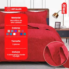 OKAERI - Cubrecama de Microfibra para 2 Plazas con Funda Incluida - Rojo - 2 plazas