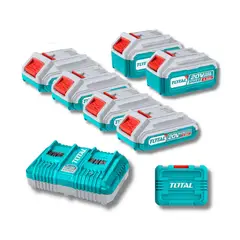 TOTAL TOOLS - Pack 2 baterias 20v 4ah + 4 baterias 20v 2ah + cargador Total