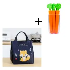 GENERICO - Bolsa Térmica Portátil  Azul + Clips de Zanahorias x5