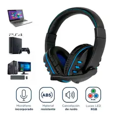 SEISA - Audífono Gamer Con Luces RGB para PS4  PC  Laptop  XBOX