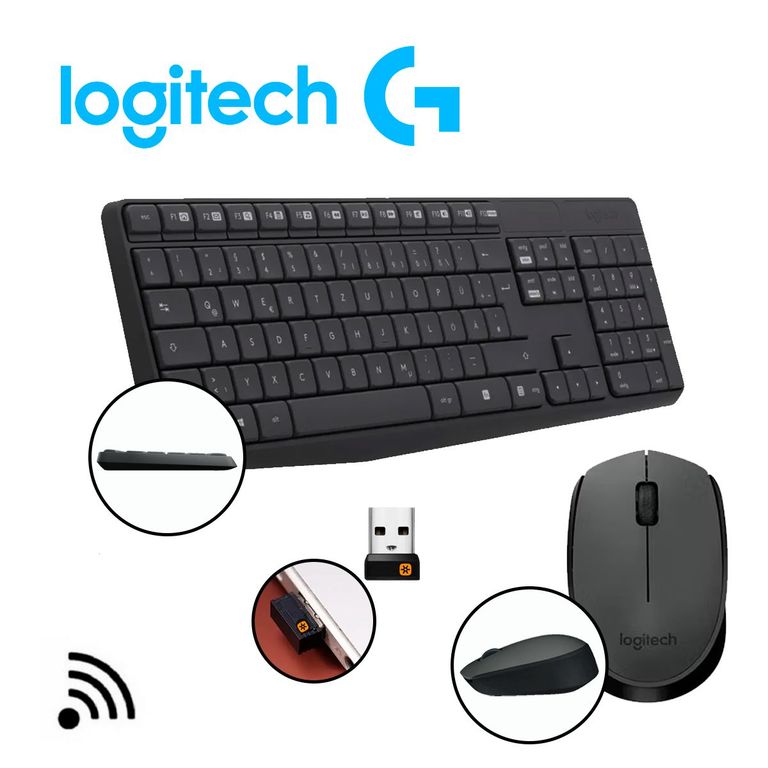 Kit Teclado y Mouse Logitech MK235 Wireless Sp Black