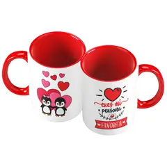 GENERICO - X 2 Taza Mug 11oz PARA PAREJAS ERES MI PERSONA FAVORITA - ROJO