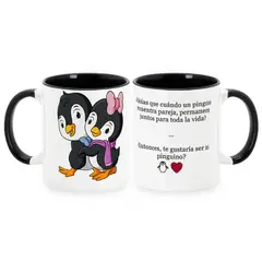 GENERICO - X 2 Taza Mug 11oz PARA PAREJAS TE GUSTARIA SER MI PINGUINO - NEGRO