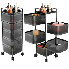 GENERICO - Estante giratorio organizador 5 niveles cuadrado Acero inoxidable