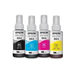 GENERICO - Kit tintas Epson t664 colores negro cyan magenta y amarillo