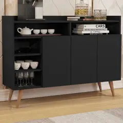 TU MESITA - Aparador Vajillero Celta 3 puertas color Negro TU MESITA