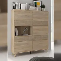 TU MESITA - Vitrina Nórdica Orus color Natural 5 puertas