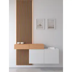 TU MESITA - Moderno Recibidor Flotante Aries con Panel BlancoMarrón