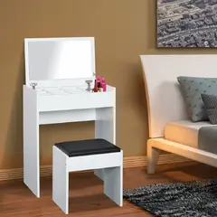 MUEBLES CRISOSTOMO - Escritorio Tocador de Melamina Blanco 60cm