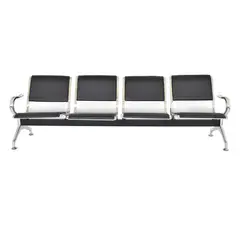 OFIDEAS - Butaca De Espera Negro 4 Cuerpos-Tandem Aeropuerto Semi Tapiz