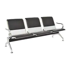 OFIDEAS - Butaca De Espera Negro 3 Cuerpos-Tandem Aeropuerto Semi Tapiz
