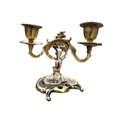MFAP BRONCERIA Y ANTIGUEDADES - Candelabro entrelazado de 2 velas en bronce fundido 15 cm
