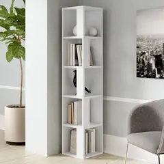 GENERICO - Librero Esquinero Multifuncional Melamina Blanco 170m