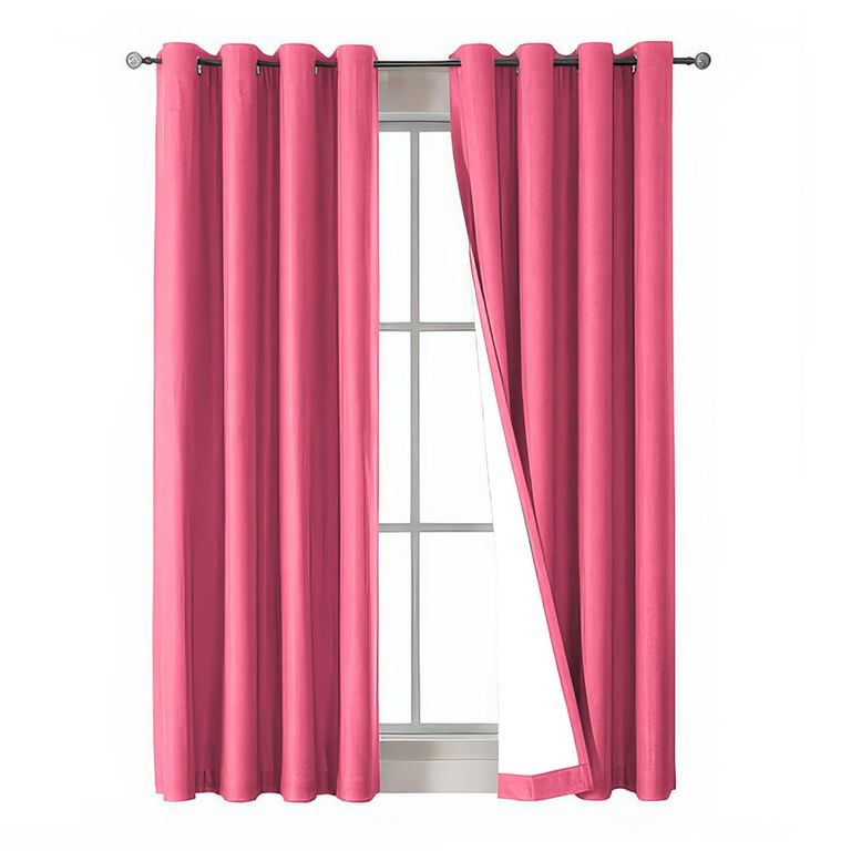 Cortina Blackout 100% Lino Textura Térmica Engomada - Rosa claro