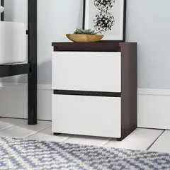 MUEBLES CRISOSTOMO - Velador de Melamina Wengue Blanco 2 Cajones