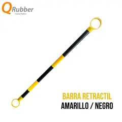 QRUBBER - Barra de cono expandible PVC 210cm negro y amarillo - Qrubber