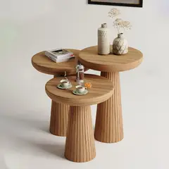 VENTITAS HOME - Set Mesas Auxiliares de Madera Chlea
