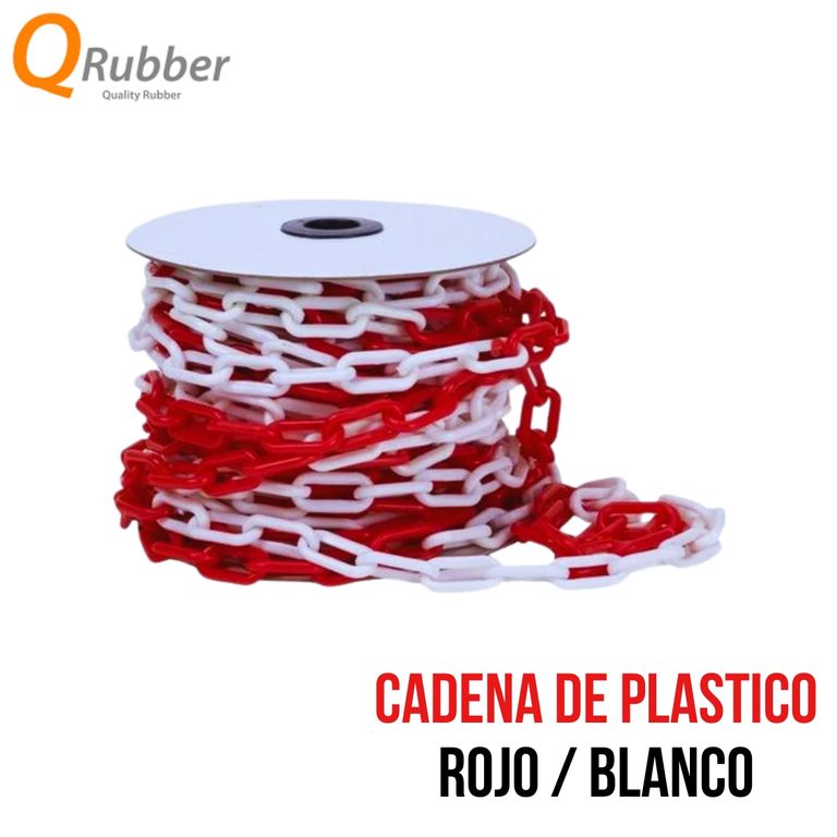 Cadena de seguridad color rojoblanco 25mt - Qrubber