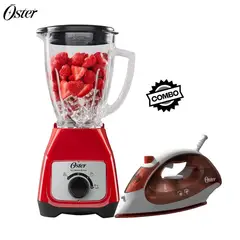 OSTER - Licuadora BLSTKAGRRD Rojo y Plancha de Vapor Compacta GCSTBS5004