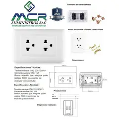 GENERICO - Tomacorriente Doble + tierra universal