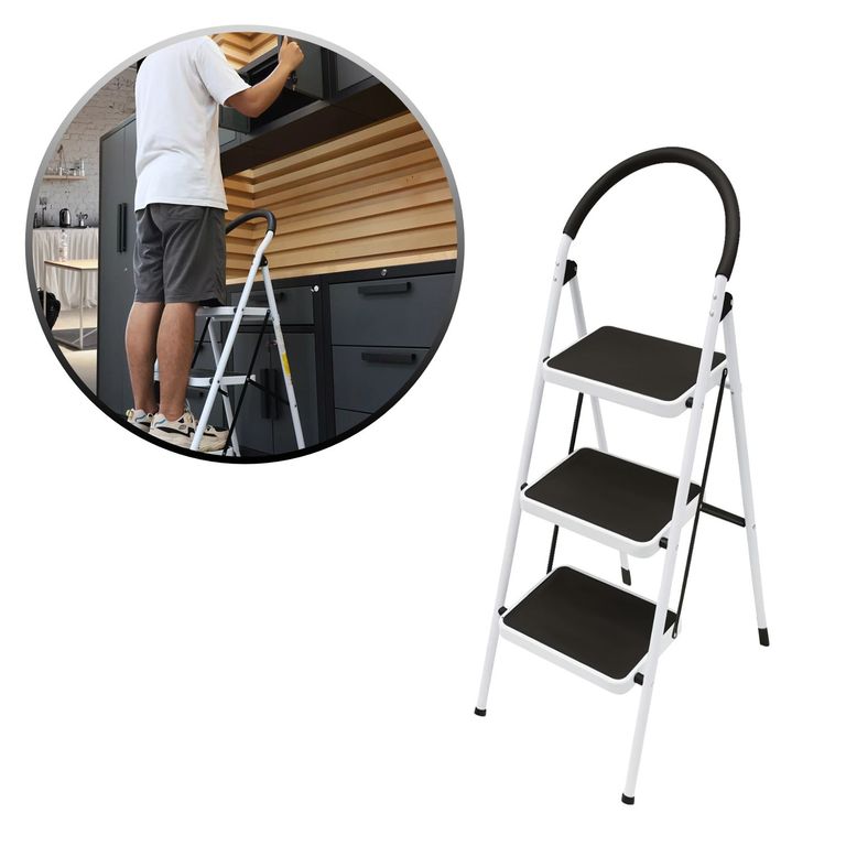 Escalera Plegable 3 Pasos Resistente y Antideslizante