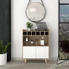 VENTITAS HOME - Mueble de Bar Lorie Color Duna y Blanco