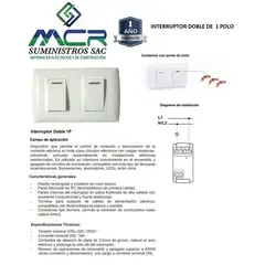 GENERICO - INTERRUPTOR DOBLE BLANCO 1 POLO