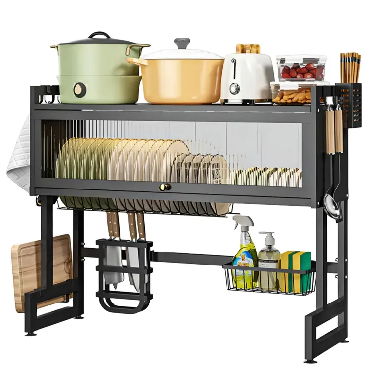 Escurridor de platos de 2 nivel con tapa 85 cm